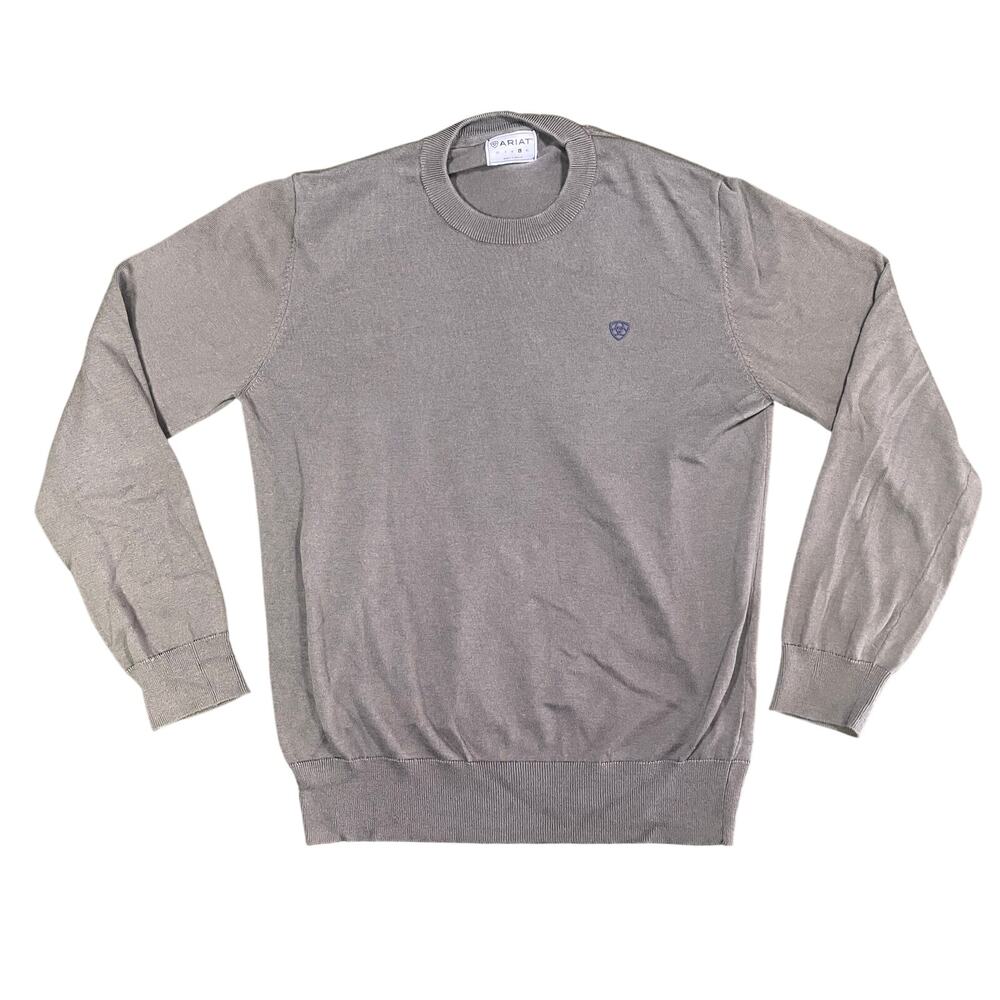 Ariat Sweater Mens Large Gray Knit Crewneck Long Sleeve Casual Outdoor Stretch
